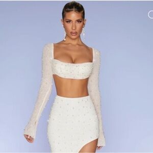 Oh polly pearl beaded cropped top bachelorette bridal